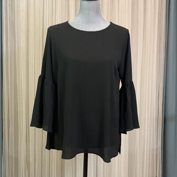 BOBEAU Blouse pullover keyhole back closure 3/4 sleeves with ruching women’s S - Picture 12 of 12